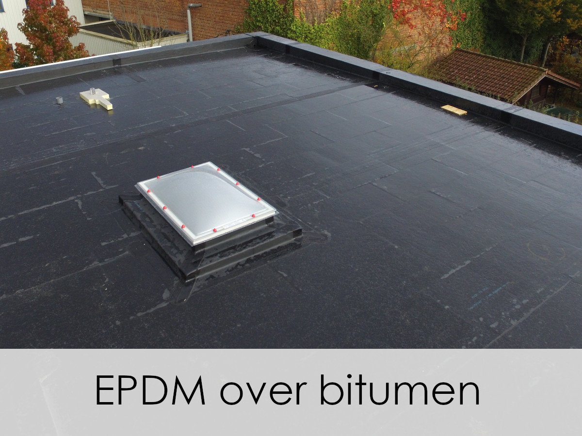 EPDM over bitumen dak gelegd