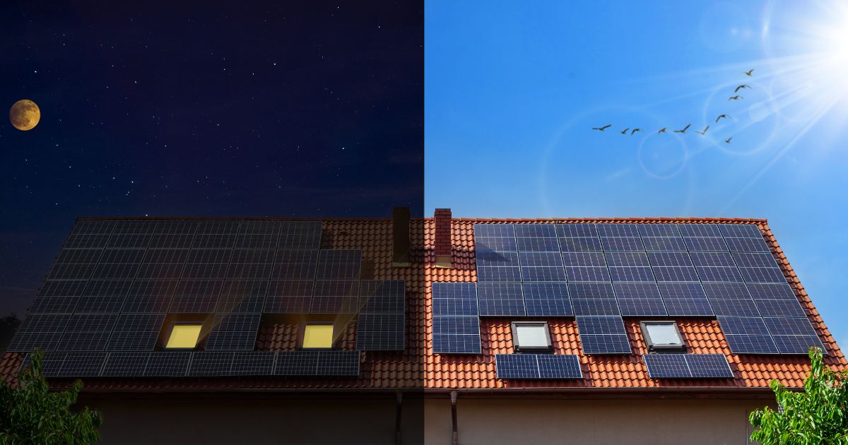 Zonnepanelen dag en nacht